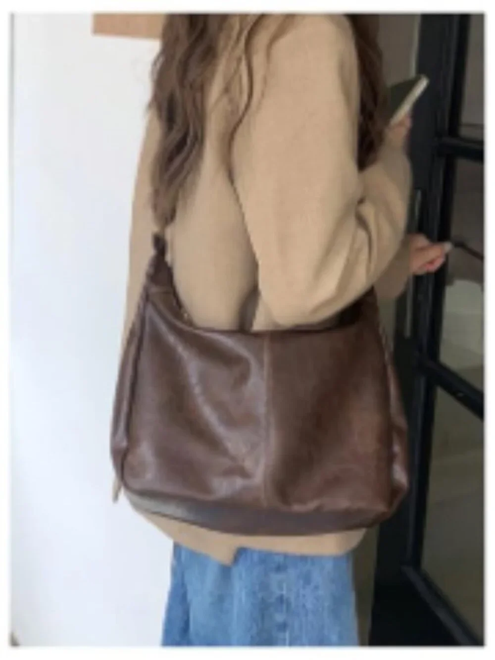 PU Leather Soft Slouchy Hobo Bag Crossbody with Zipper